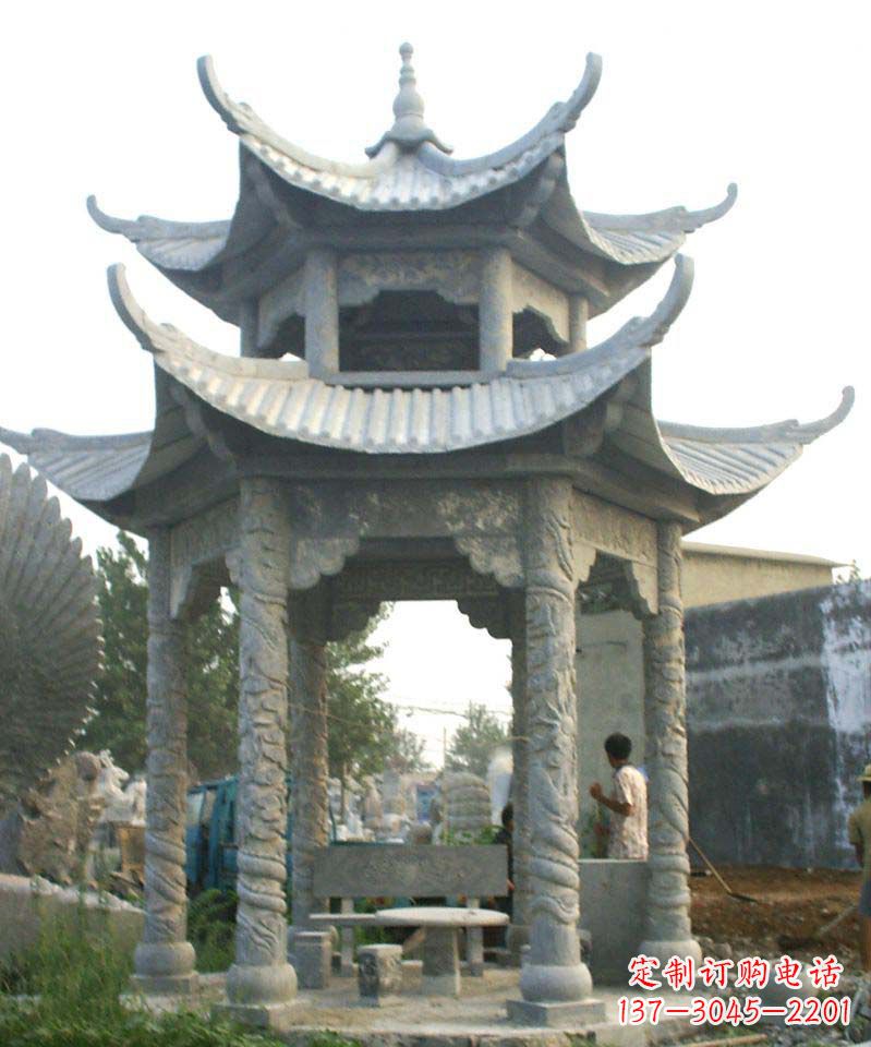 大同传统工艺石雕凉亭,精美细致,给你温馨家园