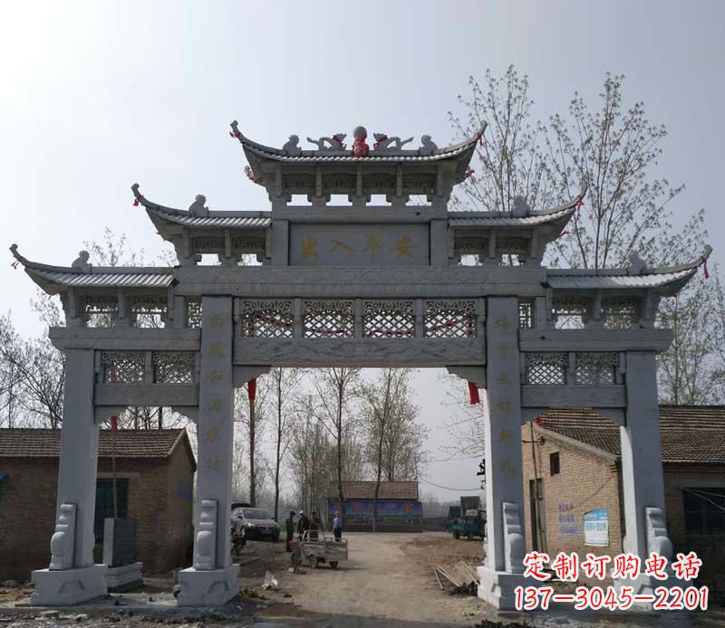 大同仿古石牌坊石雕 (2)