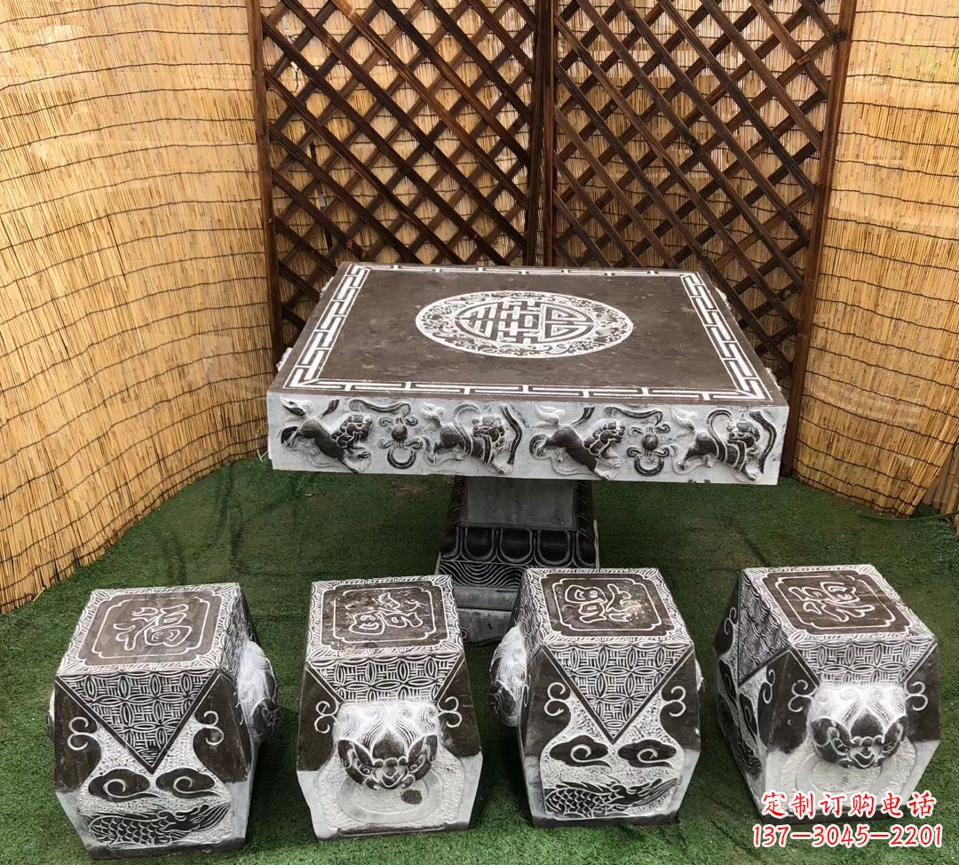 大同仿古石桌凳公园景观石雕