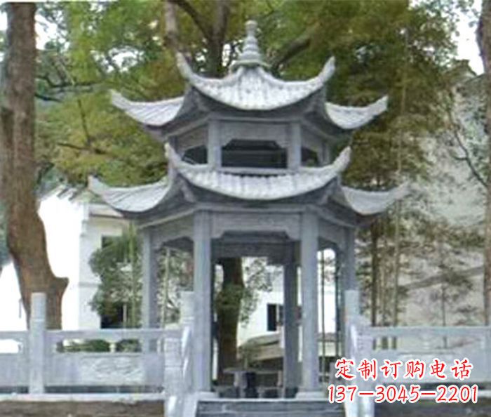 大同仿古园林双层石雕凉亭