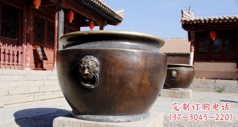 大同精美铜制仿古水缸雕塑