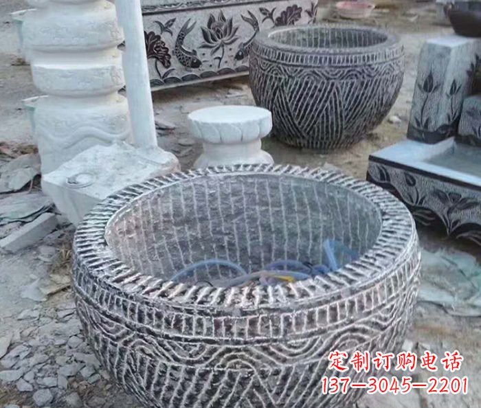大同仿古招财水缸石雕