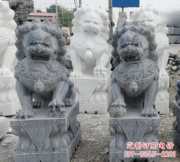 大同仿古做旧青石雕刻的狮子