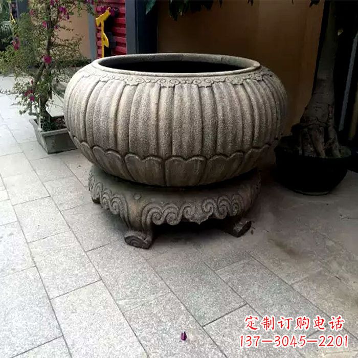 大同精美仿古石雕花盆雕塑