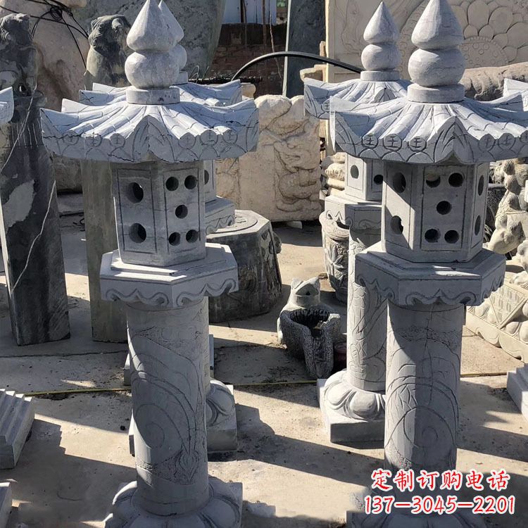 大同中式仿古青石灯笼雕塑