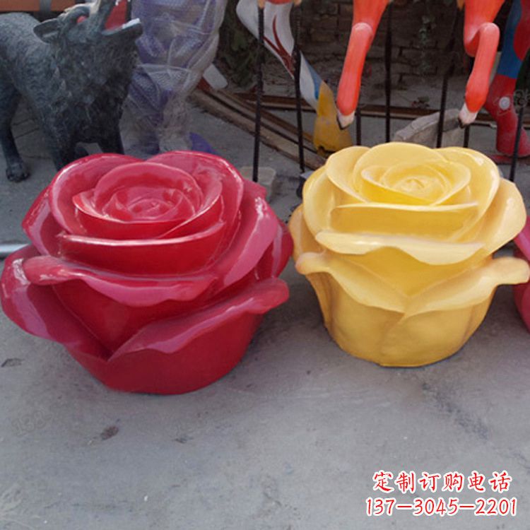 大同精美仿真玻璃钢玫瑰雕塑