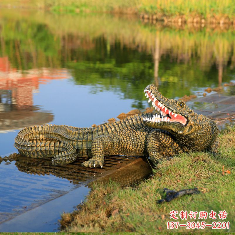 大同金钱鳄鱼雕塑改善湿地公园水景的绝佳装饰