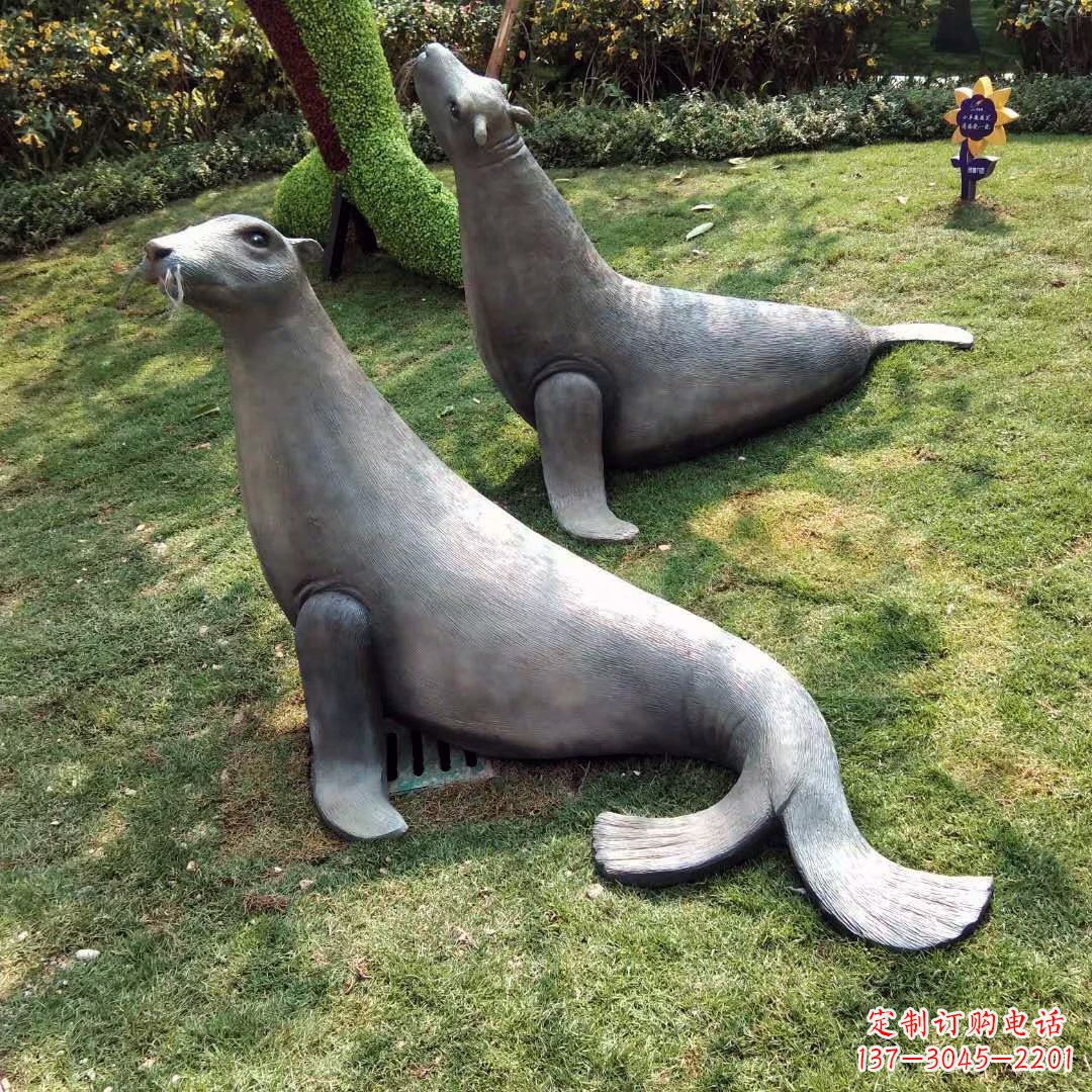 大同精美玻璃钢海豹雕塑