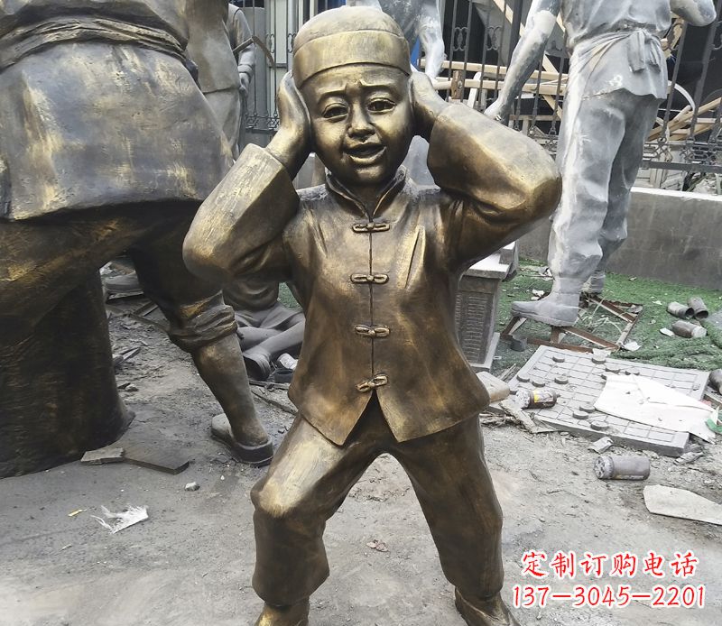 大同儿童放鞭炮铜雕