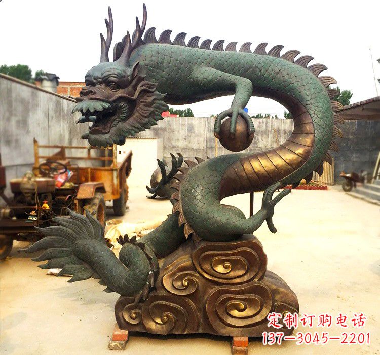 大同精致铜雕飞龙珠