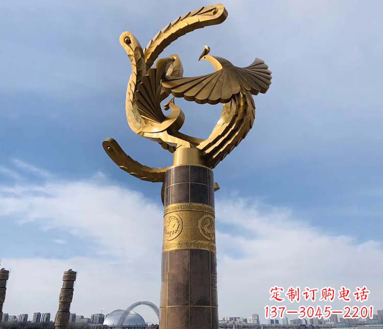 大同凤凰华表铜雕