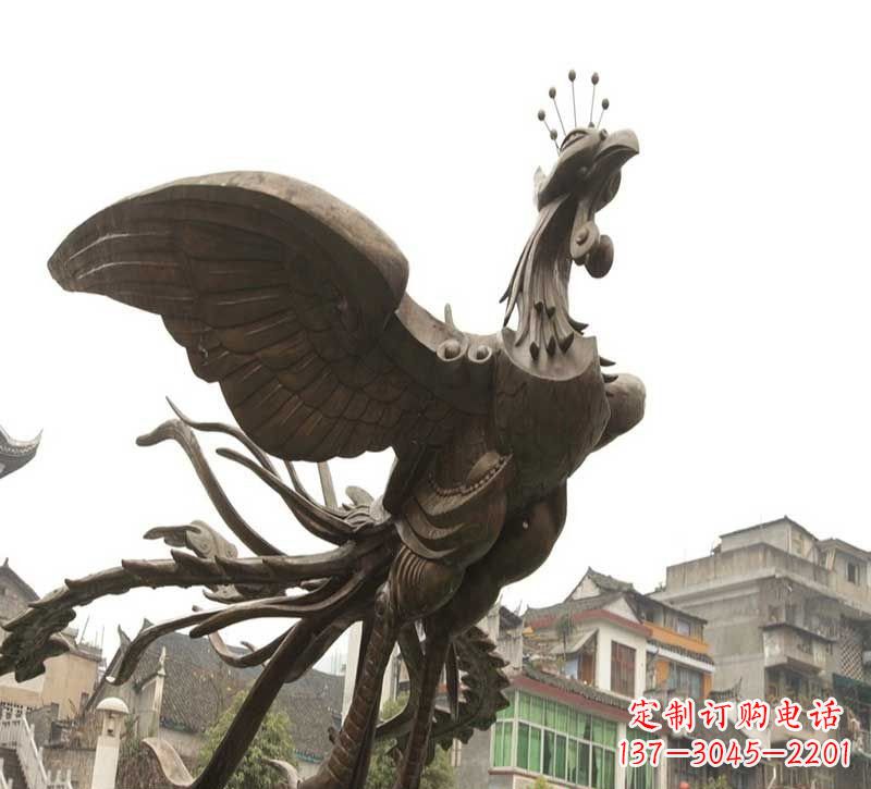 大同凤凰展翅铜雕