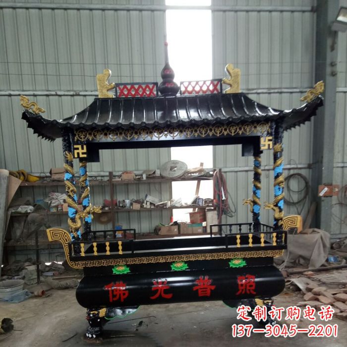大同精美绝伦的浮雕龙纹铜香炉雕塑