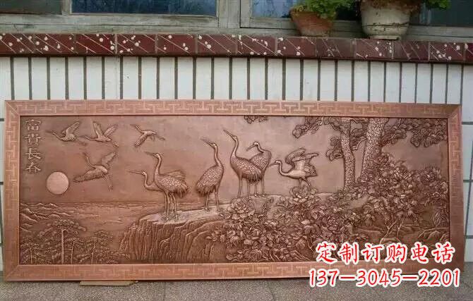 大同富贵仙鹤浮雕锻铜雕塑