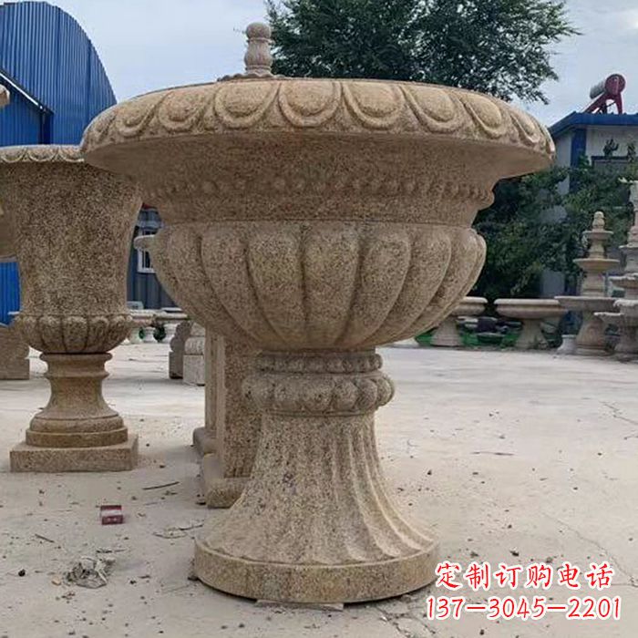 大同优雅高墩欧式石雕花盆