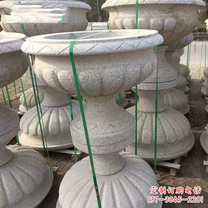 大同高墩砂岩石雕刻花盆精致技艺打造传统文化风韵