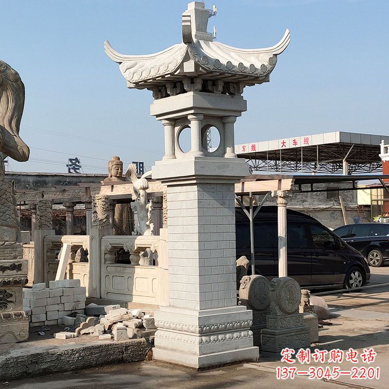 大同高墩中式石雕灯笼美观厚重的传统中国风雕塑