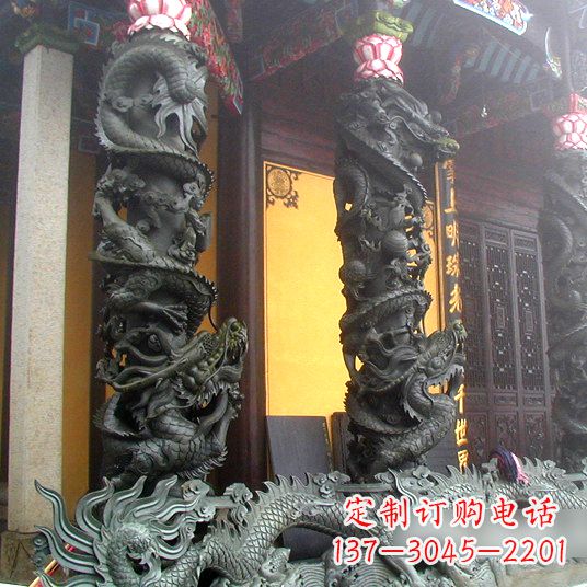 大同高浮雕龙柱铜雕塑