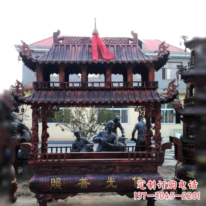 大同古典风格三足铜香炉定制雕塑