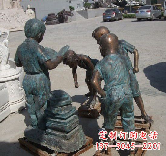 大同童话般的梦幻小孩铜雕塑