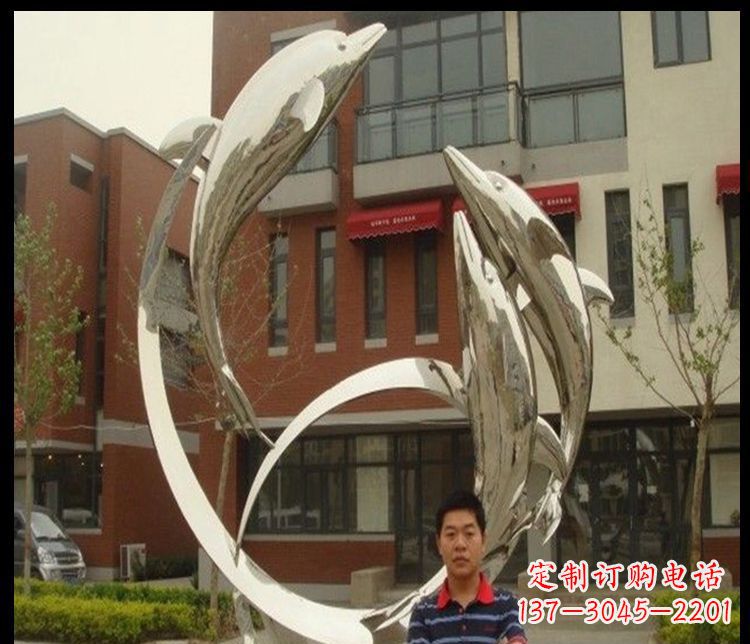 大同精细不锈钢海豚雕塑