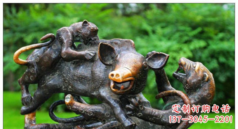 大同艺术精美的豹子铜雕