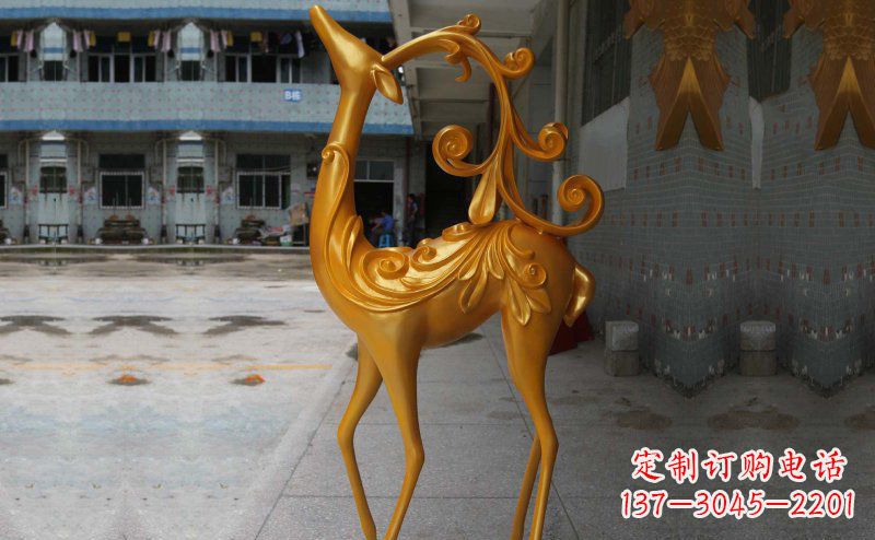 大同玻璃钢小鹿雕塑,装饰公园美景