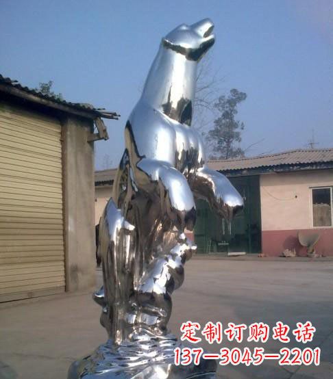 大同公园不锈钢抽象北极熊动物雕塑
