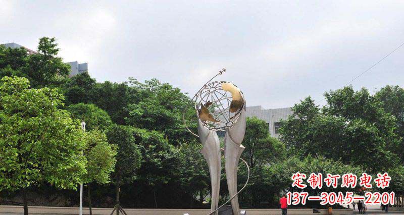 大同中领雕塑精致大气的不锈钢地球雕塑