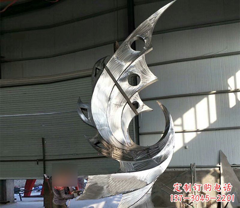 大同公园不锈钢抽象凤凰景观雕塑 (3)
