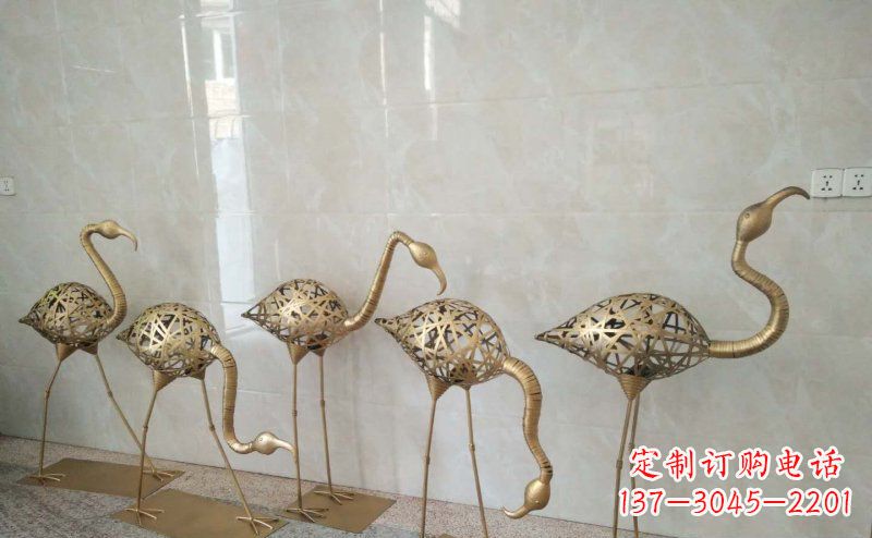大同不锈钢抽象火烈鸟动物雕塑