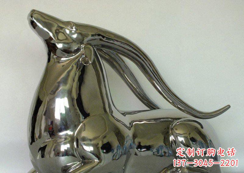 大同中领雕塑定制公园装饰不锈钢羚羊雕塑
