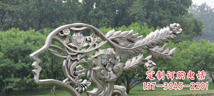 大同铸造不锈钢抽象女孩头像雕塑