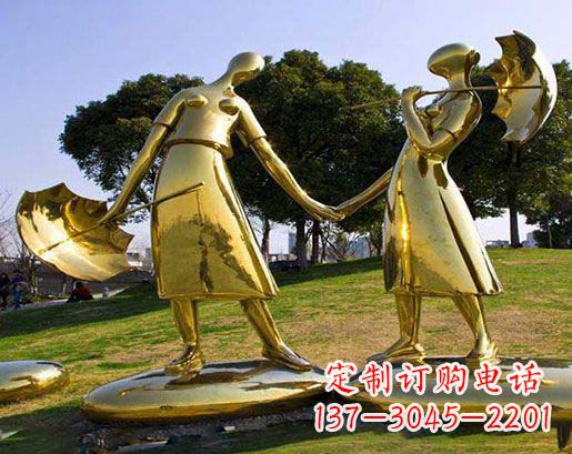 大同长伴相守,情缘两生——不锈钢抽象情侣雕塑