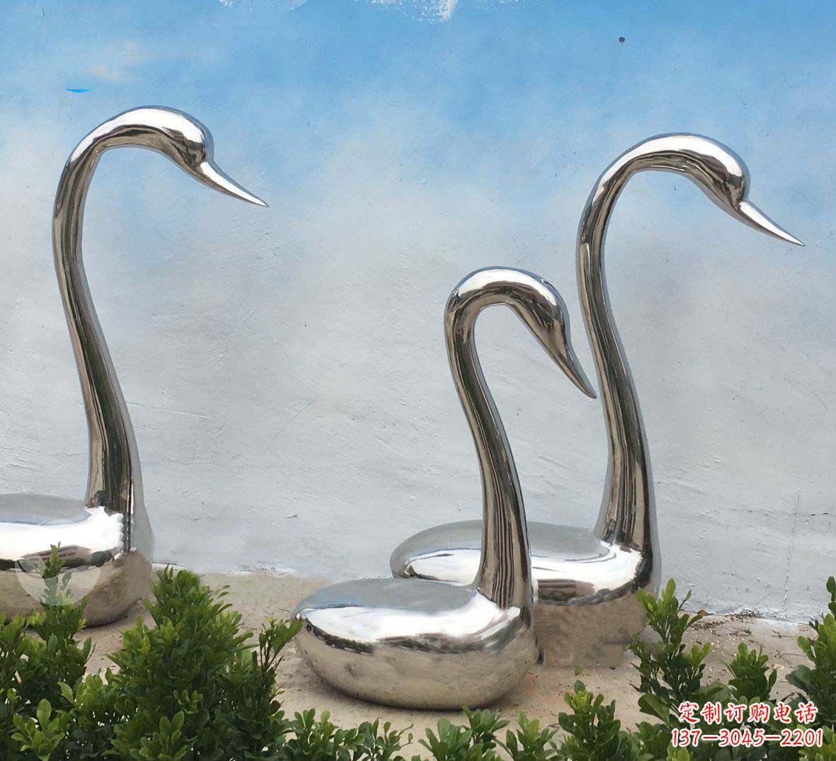大同精美不锈钢抽象天鹅座椅雕塑