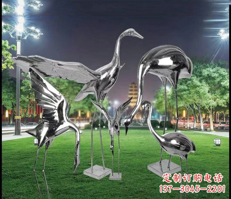 大同大型不锈钢仙鹤雕塑