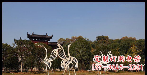 大同中领雕塑的精美不锈钢仙鹤雕塑