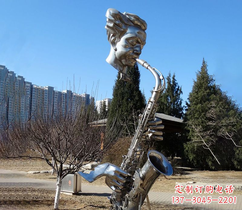 大同纪念性不锈钢萨克斯头像雕塑