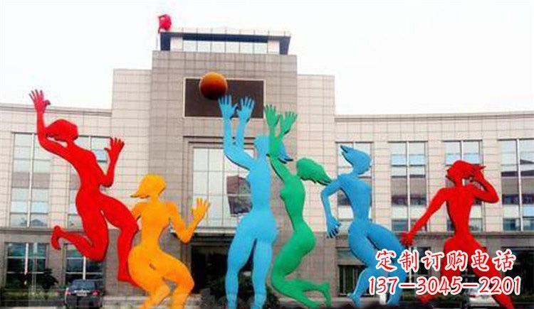 大同激情运动的写照不锈钢女孩打篮球雕塑