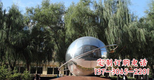 大同优雅而充满动感的不锈钢地球与赤道融合雕塑