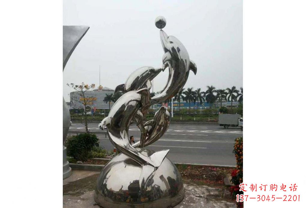 大同海豚系列不锈钢顶球雕塑