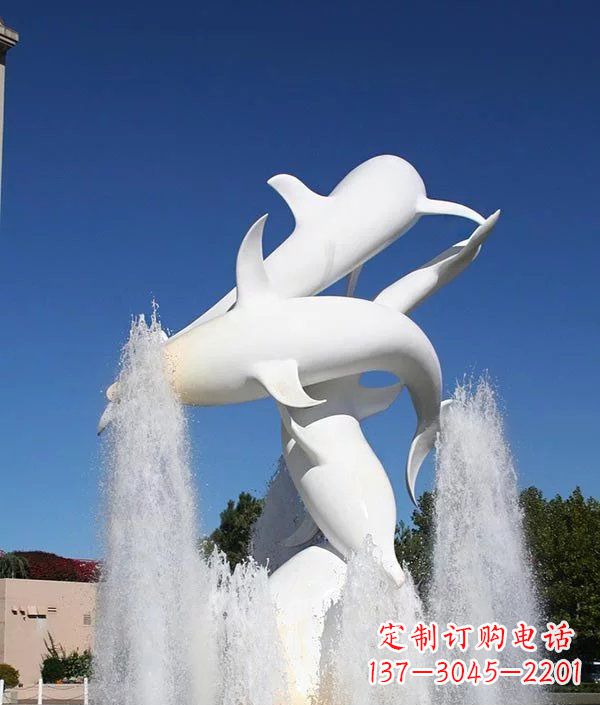大同完美纪念,精致的不锈钢海豚雕塑