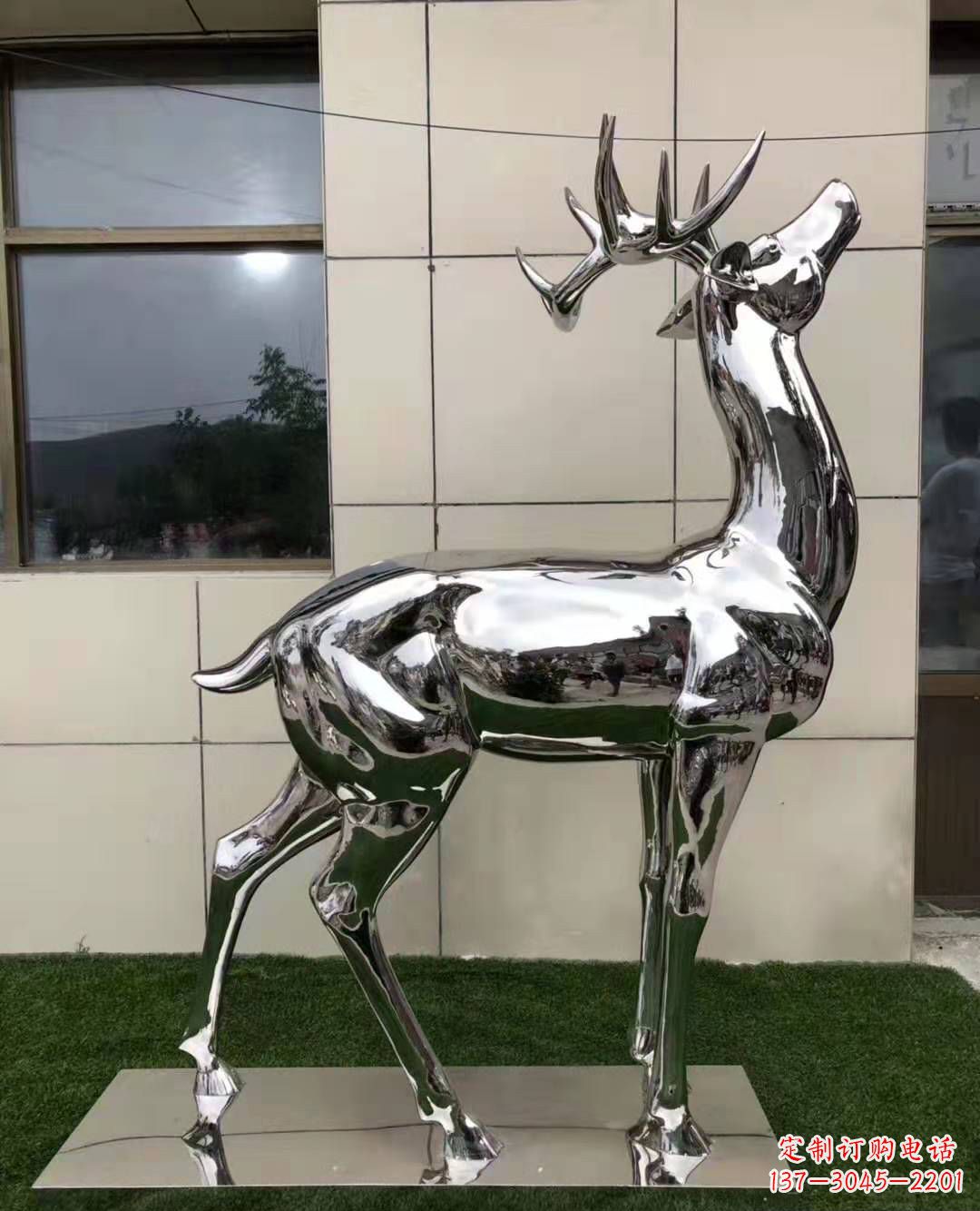 大同不锈钢艺术品精美梅花鹿雕塑
