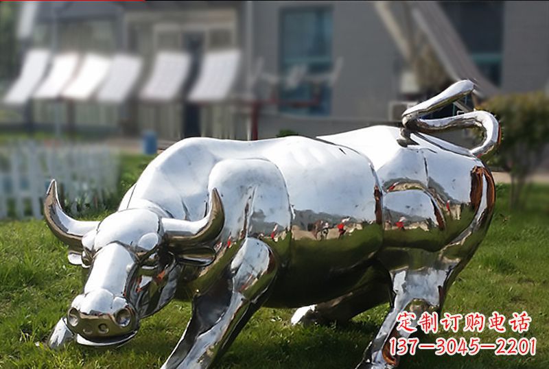 大同精致美观的高端不锈钢动物牛雕塑