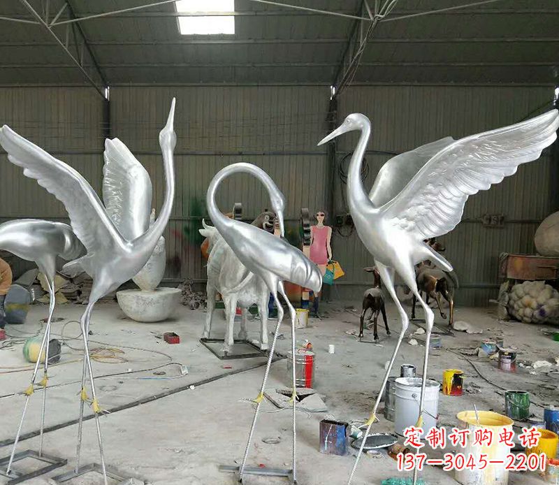 大同艺术雕刻仙鹤不锈钢雕塑