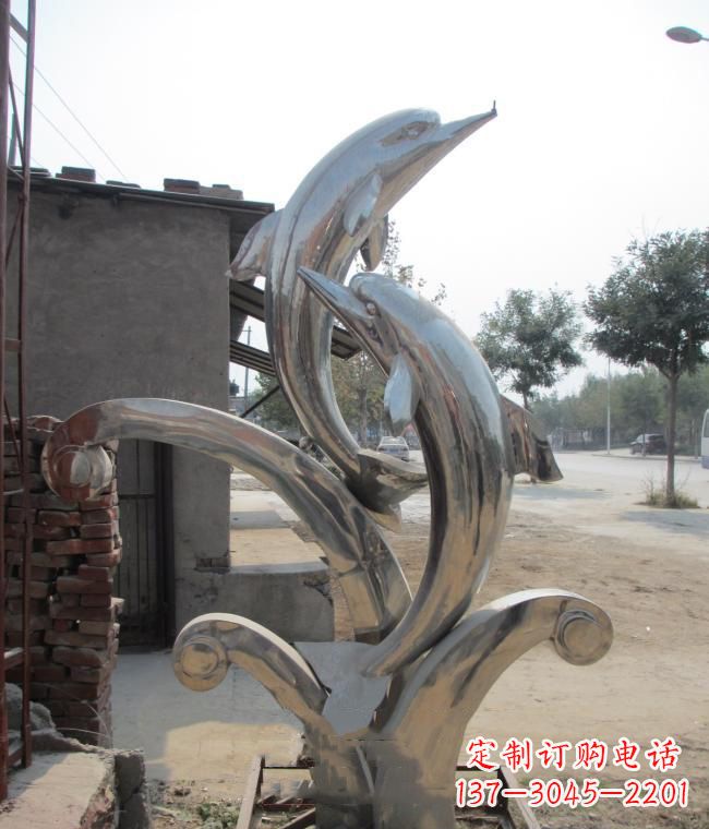 大同倾情展示——室外可靠不锈钢海豚雕塑