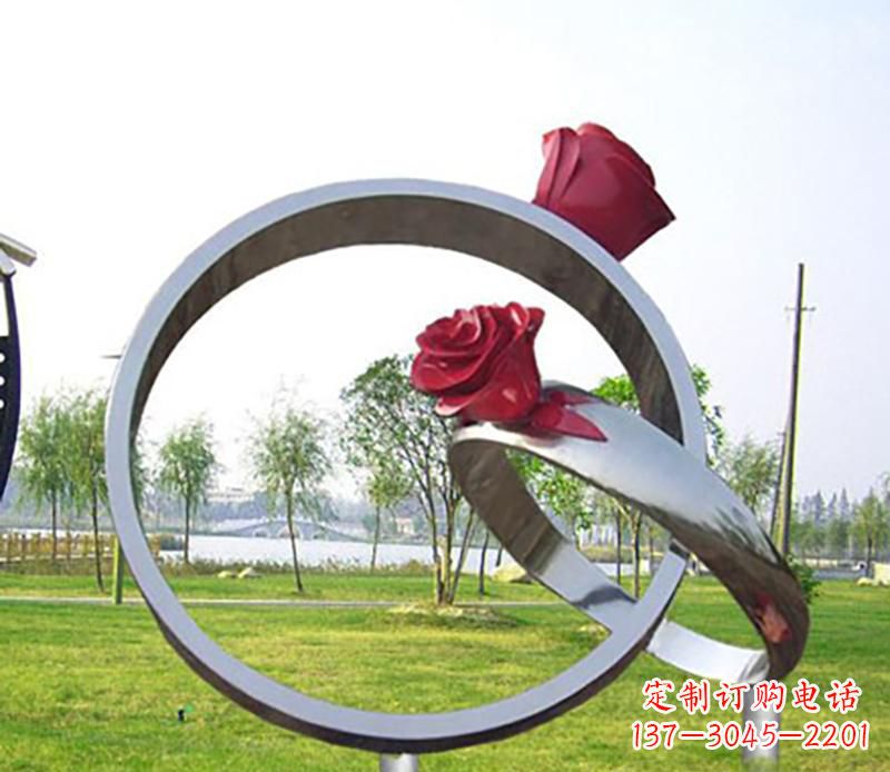大同不锈钢景观婚戒雕塑