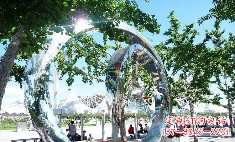 大同高端实木不锈钢镀层圆环雕塑