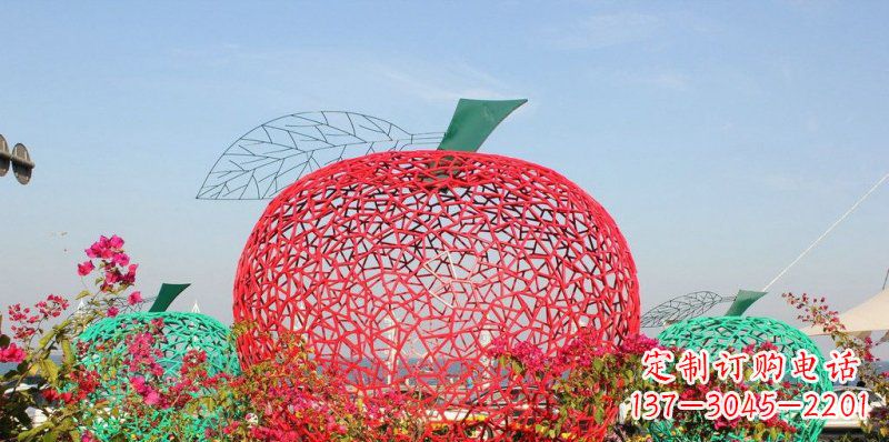大同高品质镂空不锈钢苹果雕塑