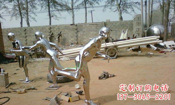 大同精致美丽的不锈钢跑步女孩雕塑
